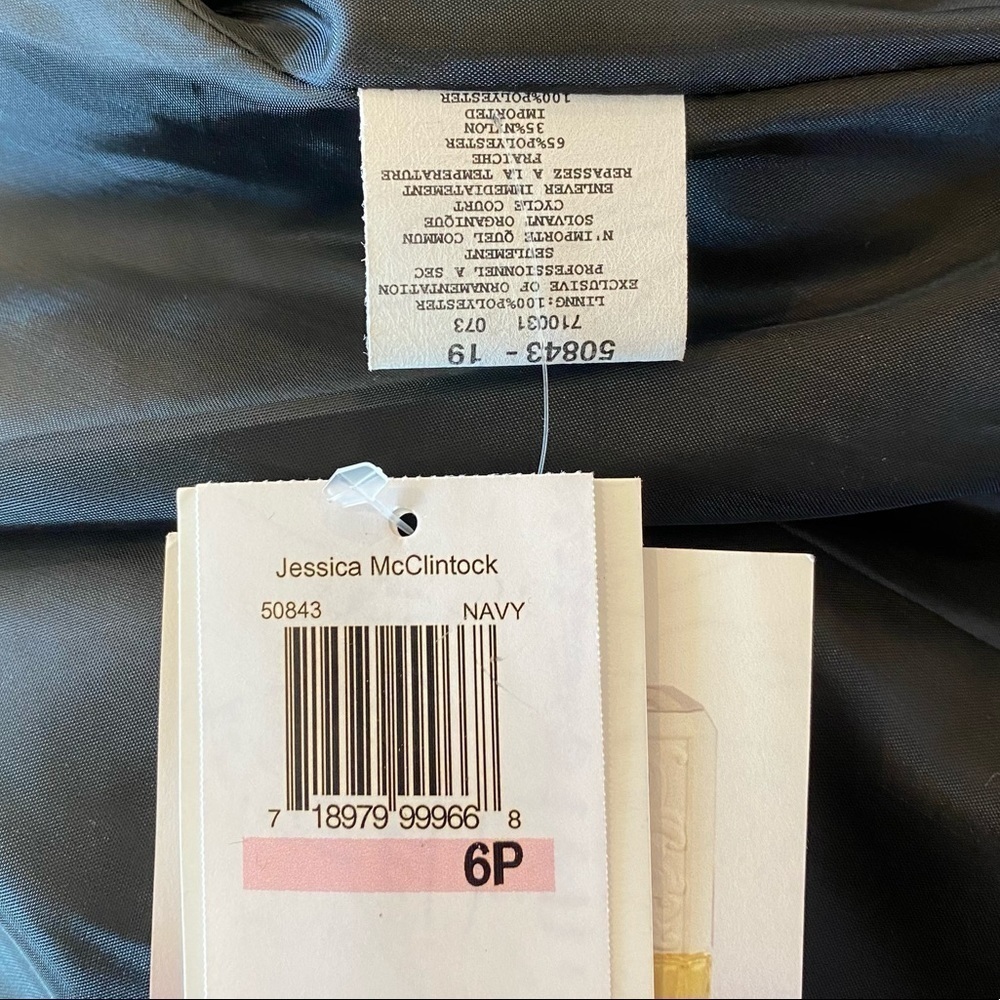 JESSICA McCLINTOCK Strapless Navy Mini Cocktail Dress Size 6P NEW Party Wedding - Picture 9 of 11